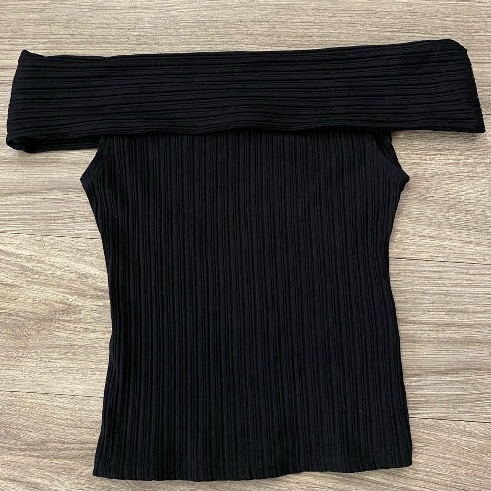 Madewell Black Off-Shoulder Ribbed Top